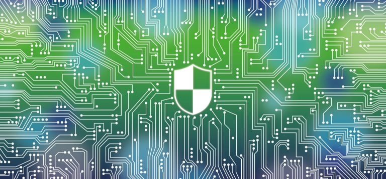 motherboard scheme with a shield in the middle