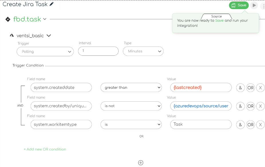  ZigiOps Jira Azure DevOps integration: Create Jira task source details 