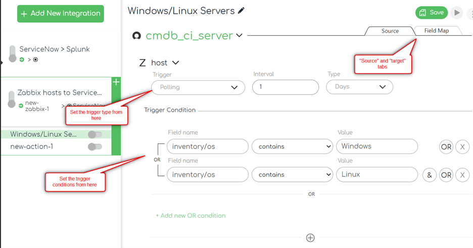 ZigiOps Zabbix ServiceNow integration: Zabbix hosts to ServiceNow topology transfer - operations 