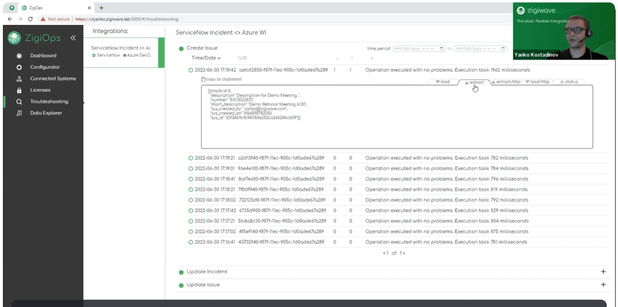 ZigiOps ServiceNow Azure DevOps integration: ServiceNow and Azure DevOps instances 1.1 – ZigiOps ServiceNow Azure DevOps integration: ServiceNow incident to Azure DevOps work items – extraction