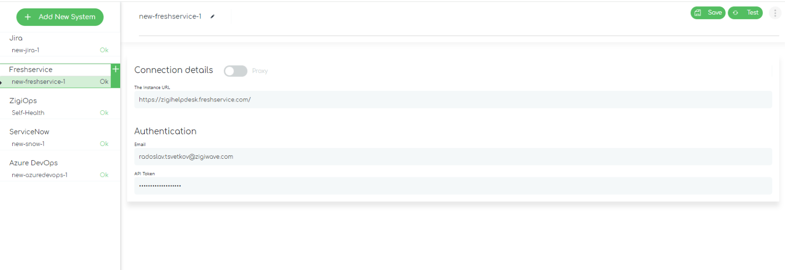 Freshservice to ServiceNow integration: Connecting to Freshservice instance details