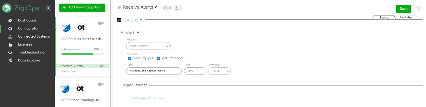 ZigiOps SAP Solution Manager OBM integration template: Receive alerts 