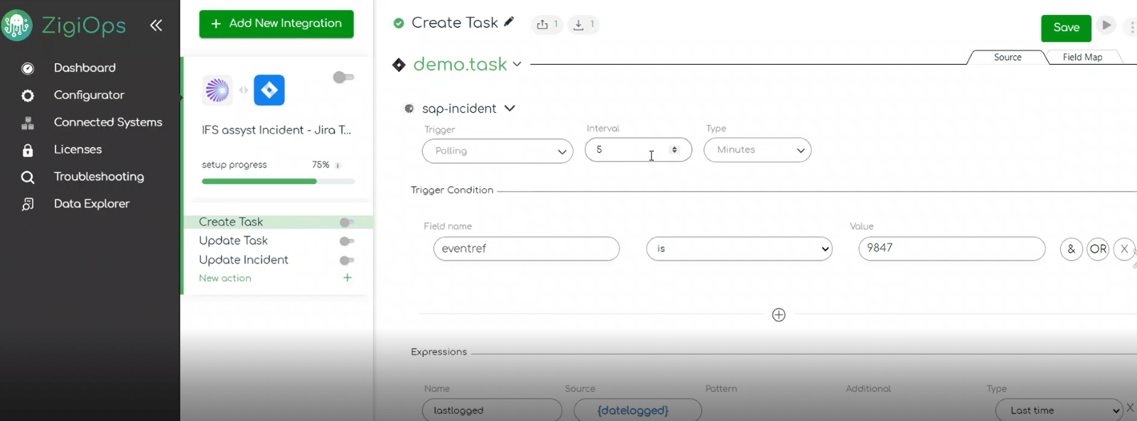 IFS to Jira integration: Creating Jira Task
