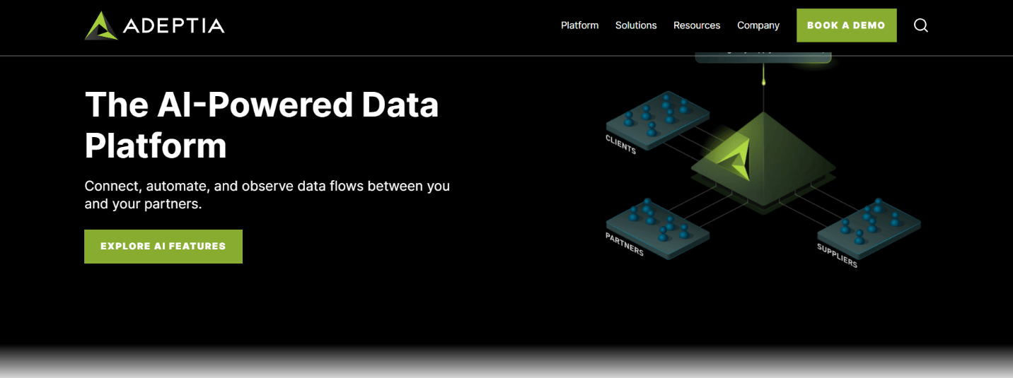 Adeptia front page screenshot