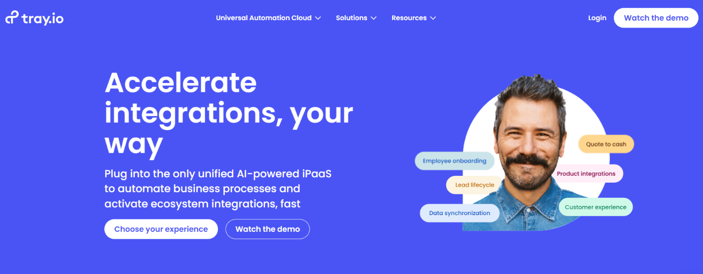 Tray.io front page screenshot