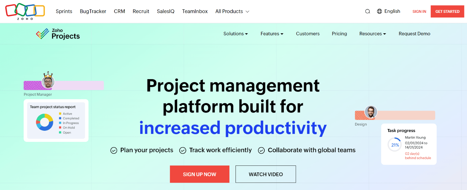 Zoho Projects management software 