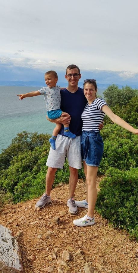 A happy family on the seaside