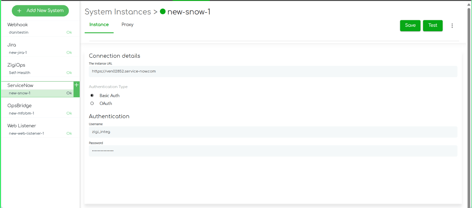 Connecting ZigiOps to ServcieNow instance dashboard