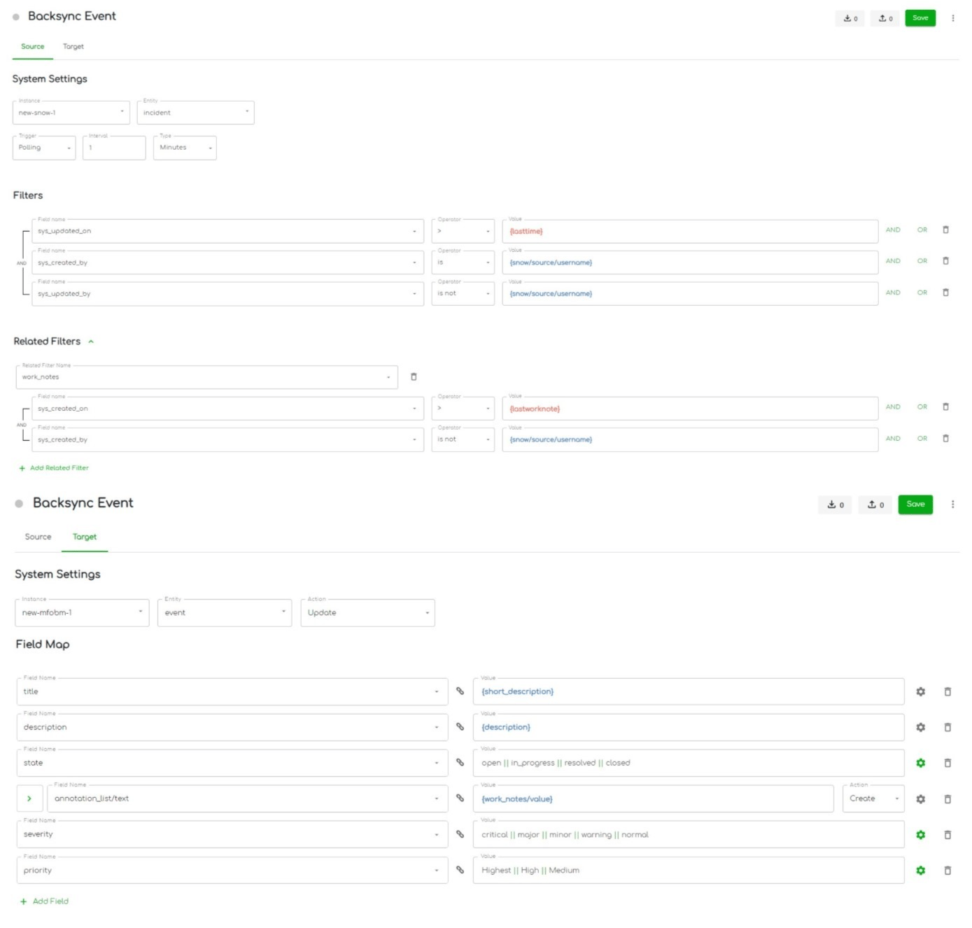 ZigiOps ServiceNow integration to OBM – backsync event update