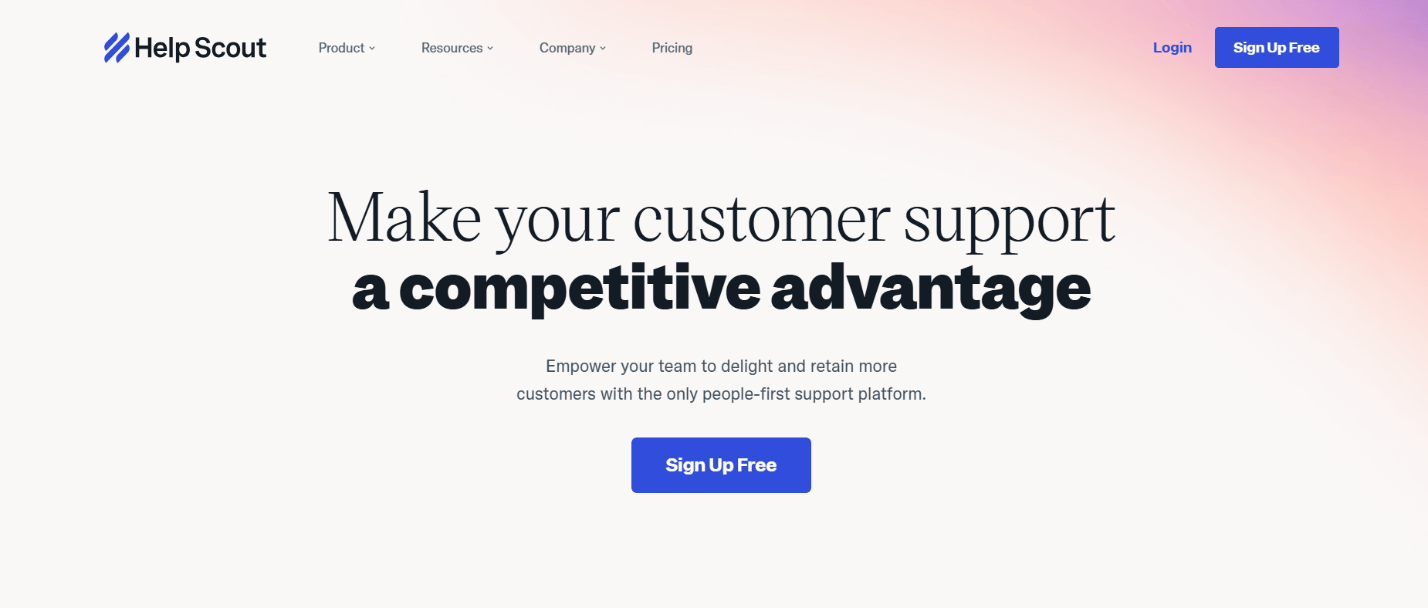 Help Scout landing page