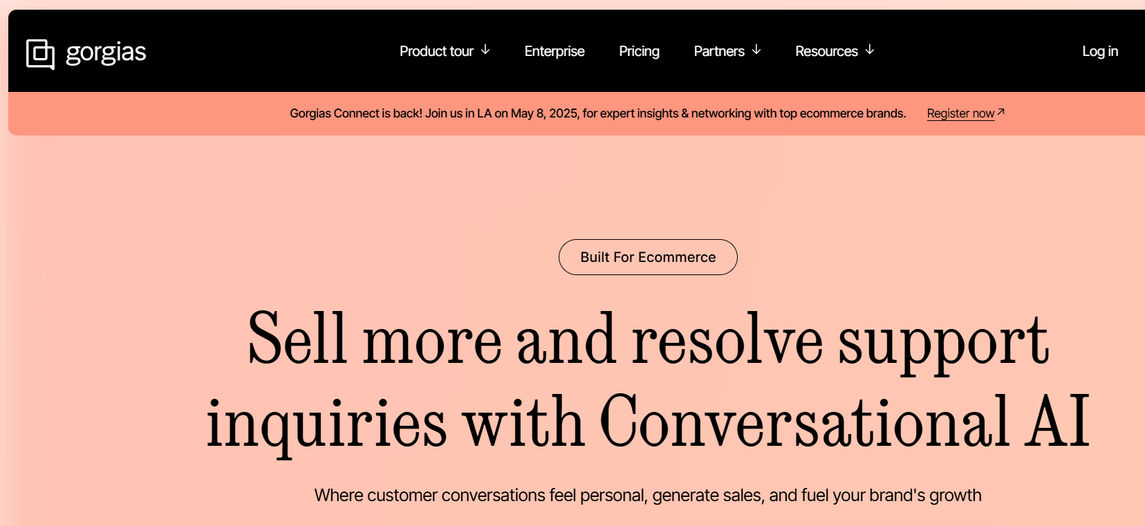 Gorgias landing page