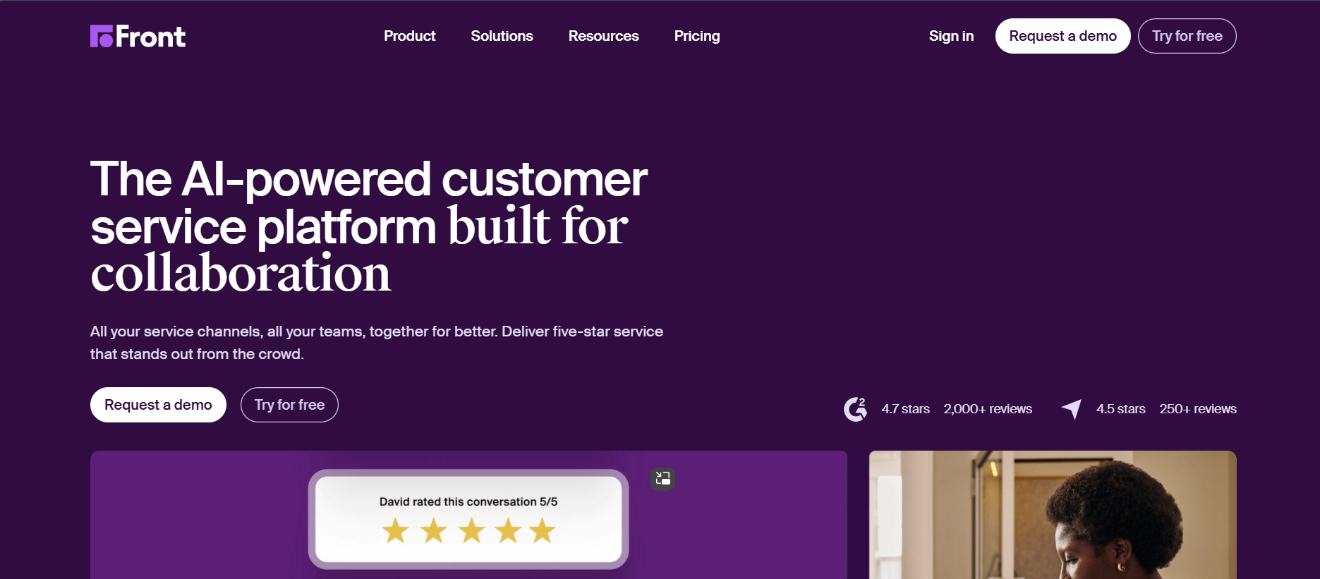 Front website screen 