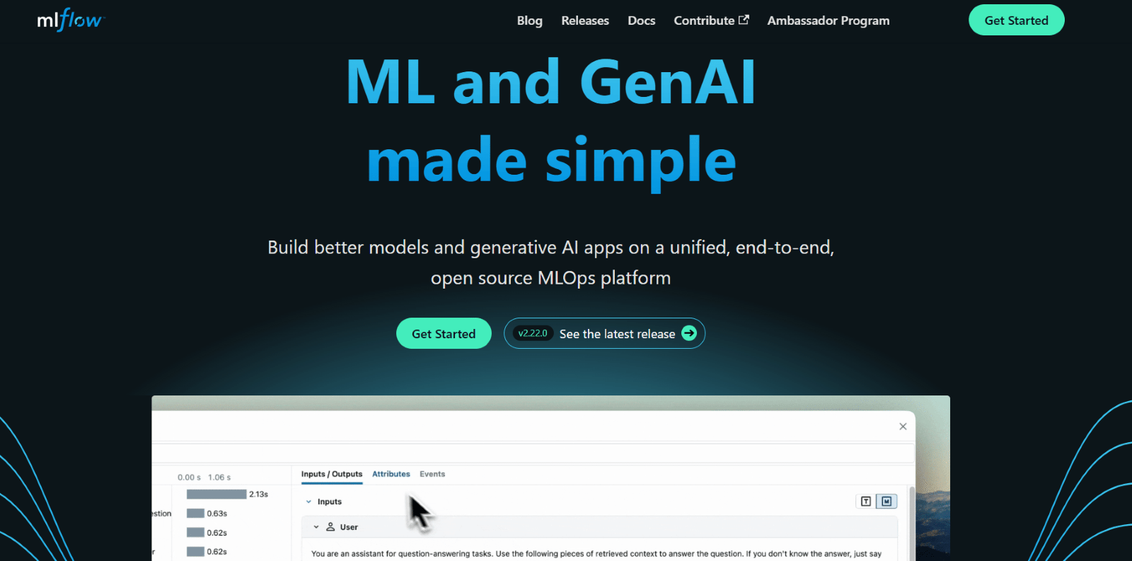 mlFlow landing apge