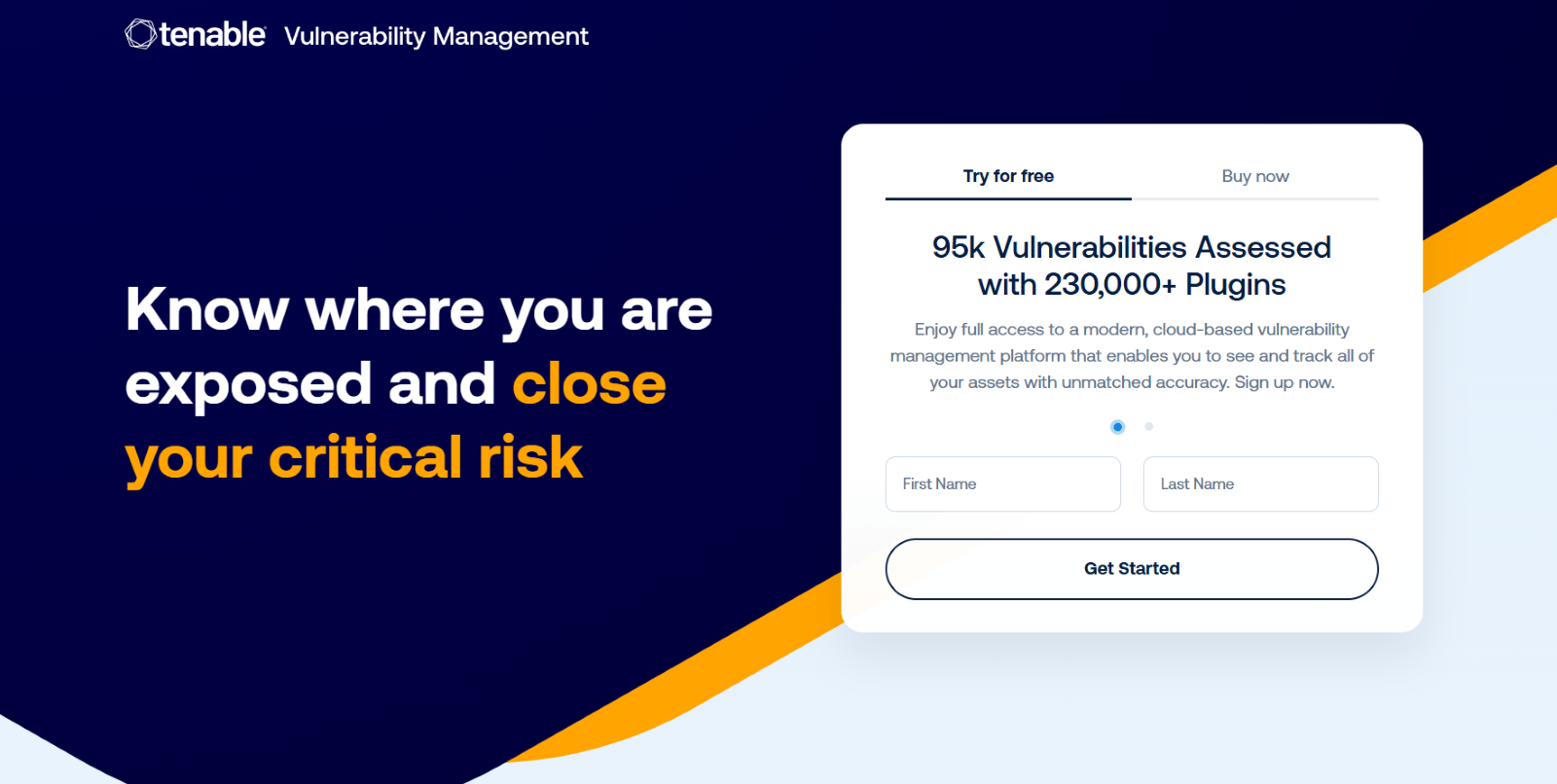 tenable landing page